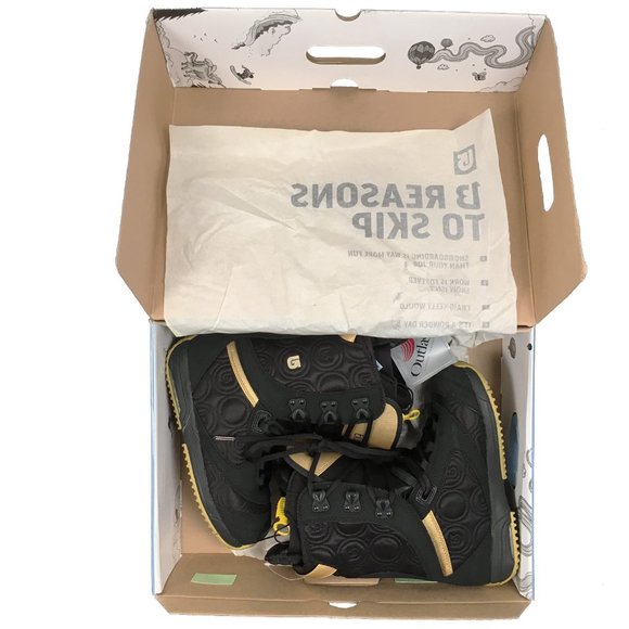 NEW Burton Sapphire Snowboard Boots! Black & Gold Quilted DesignSizes 4 5 6.5